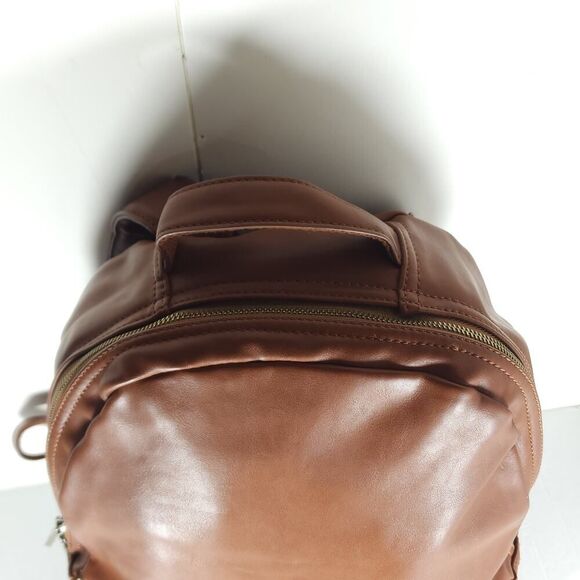 Fawn Design + Pask Faux Leather Large Brown Backpack Laptop Diaper Bag main image 4